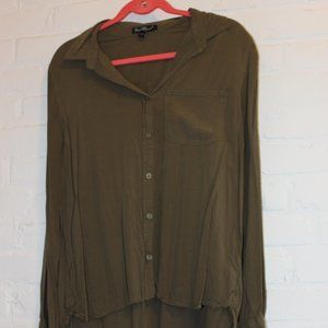 Olive green button up top
